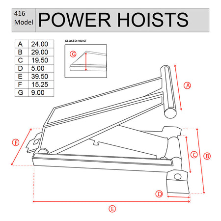 PH416 Power Hoist Dimensions