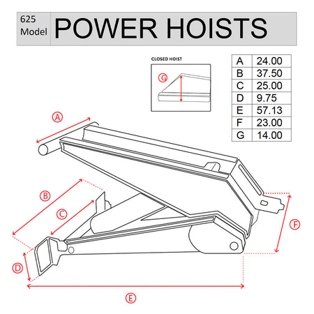 PH625 Power Hoist Dimensions