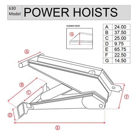 PH630 Power Hoist Dimensions
