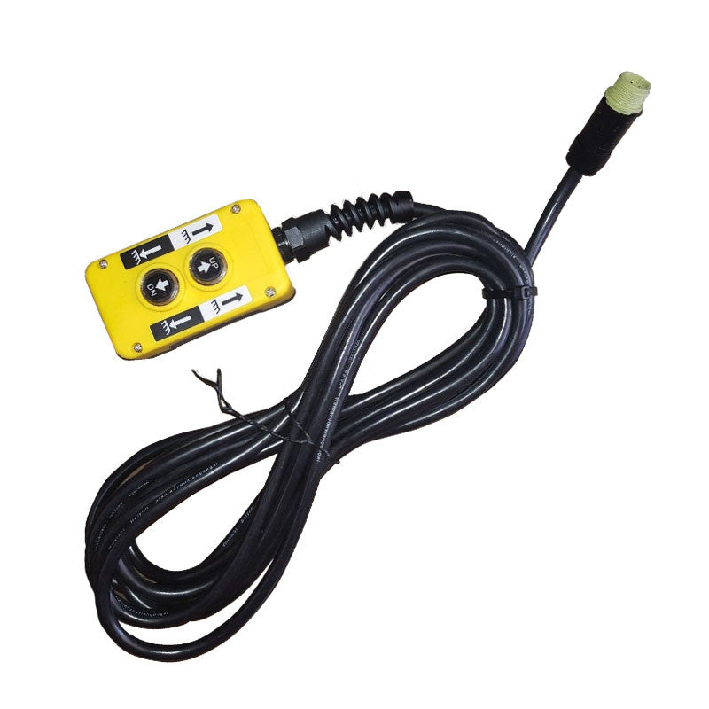 Hand-held Controller for Hydraulic Pumps with 15ft Cable. Yellow control panel with buttons, ideal for Single and Double Acting systems.